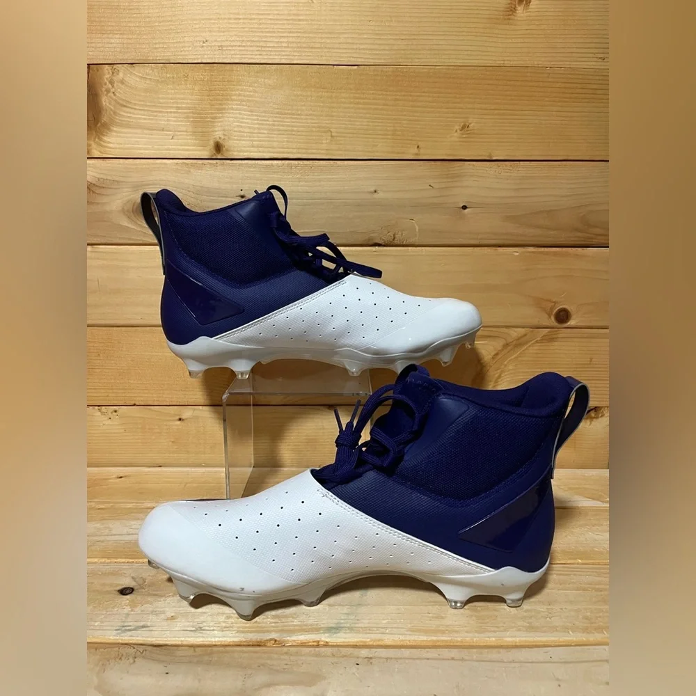 New Adidas ADIZERO Chaos High-Top Football Cleats White/Purple IG3459 Mens 12 - Picture 3 of 9